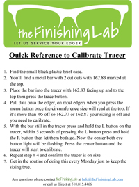 Quick Reference to Calibrate Tracer thumb